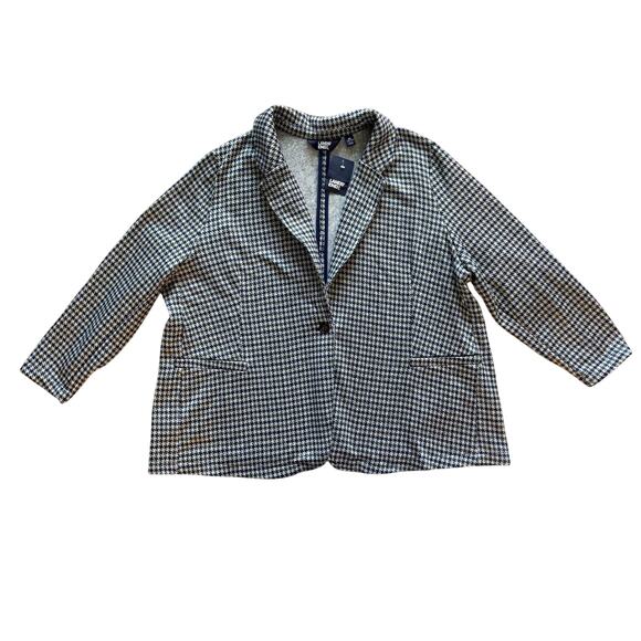 Lands End 3X 24W 26W Fleece lined Sweater Blazer Houndstooth NWT Academia Preppy - Picture 2 of 15
